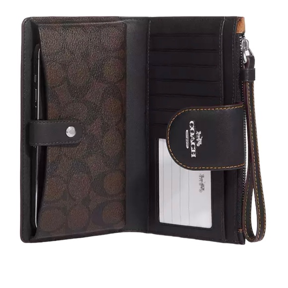 NWT Coach Phone Wallet With Leopard Print And Signature Canvas Interior - Picture 3 of 4